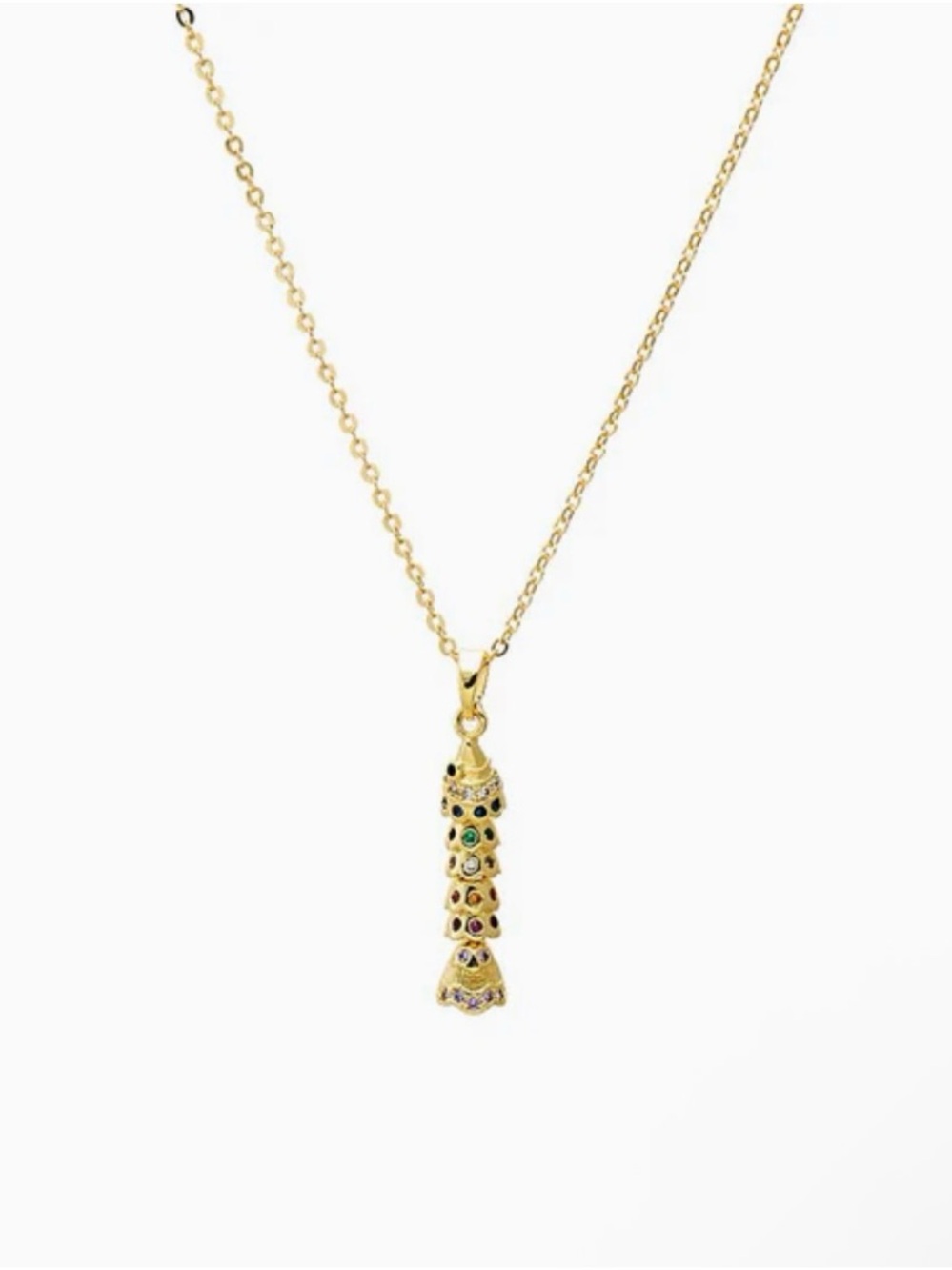 Designer Adina Eden- CZ Multi Color Fish Pendant Necklace -Tarnish Resistant
